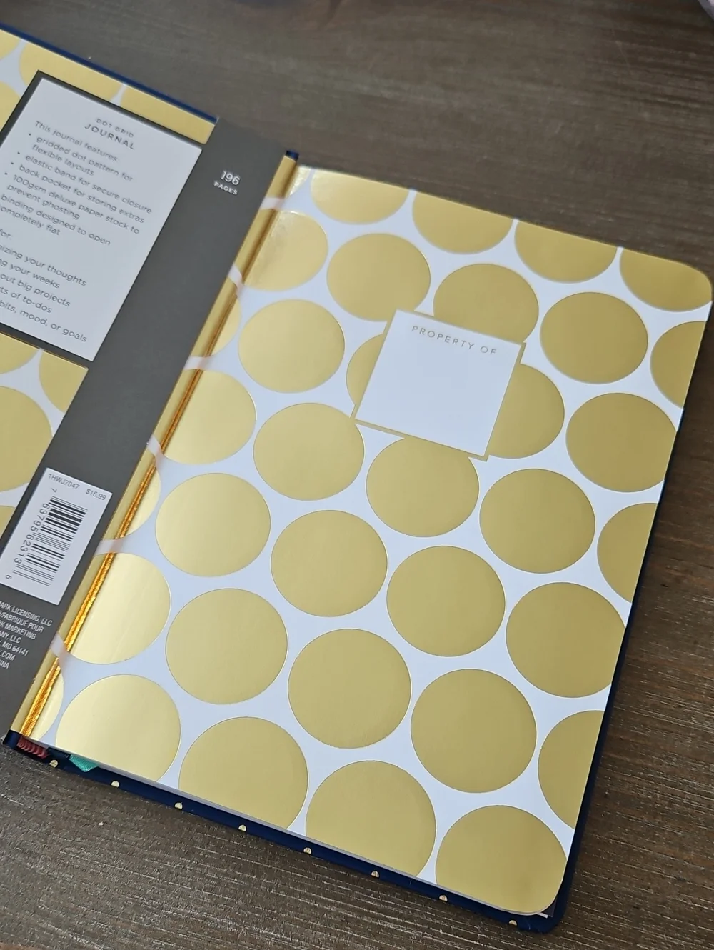 Hallmark Oscar Wilde Quote Dot Grid Journal - Blue with Teal Elastic New